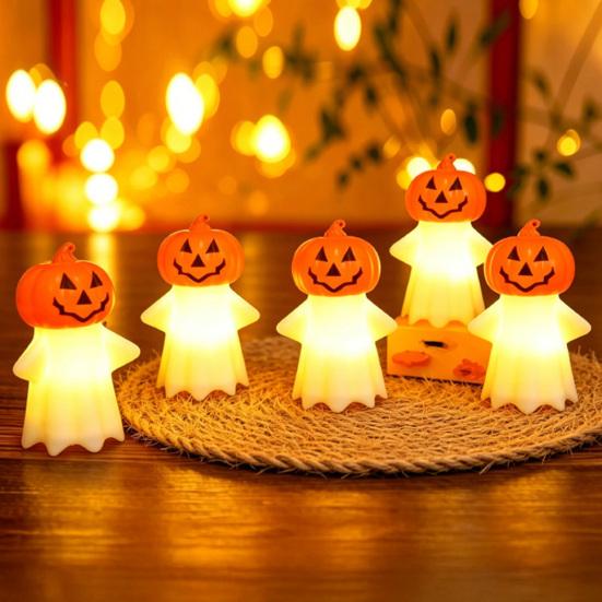 Halloween Decoration, Pumpkin Ghost 2-in-1 Night Light,, Safe Flame-Free LED Candle with Warm Glow, Small Cute Hanging Tabletop Decor for Home Party