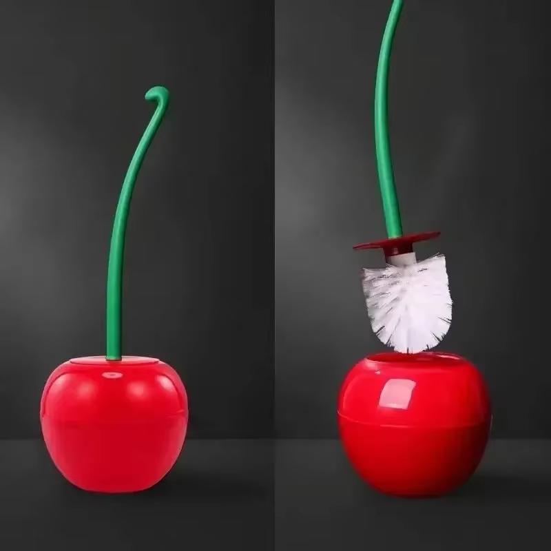 Red Cherry Toilet with Holder, Cute Bathroom Cleaning Set, Durable Brush for Stylish Home Decor United States