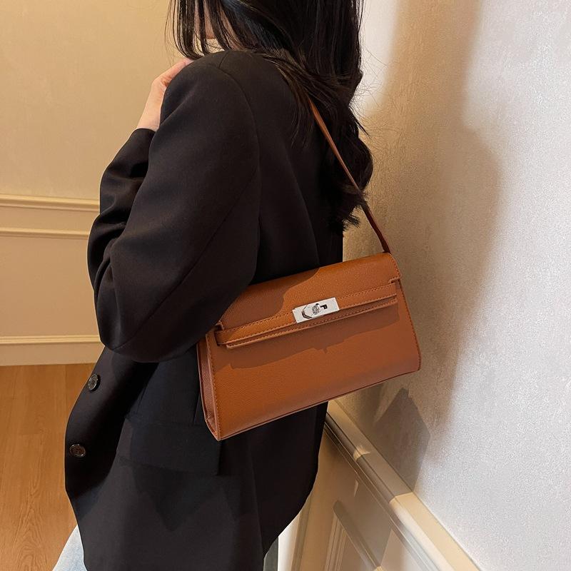 Ny mote minimalistisk lett luksus lås temperament skulder crossbody trendy dameveske