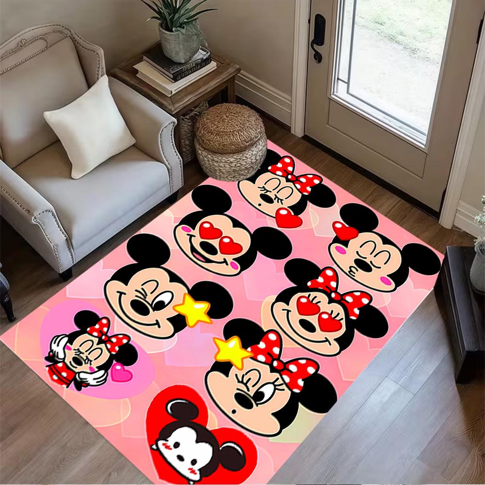 Mickey Minnie's Valentine Floor Rug Office Rug Suitable for Living Rooms Bedrooms Foyer Study room Antislip Carpet Anime Office Decor