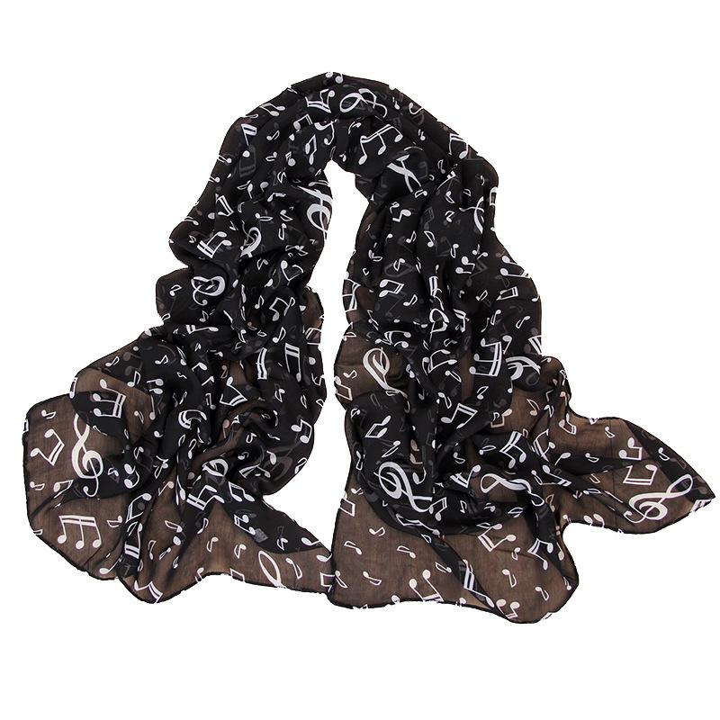 Spring/Summer New Women's 150cm * 50cm Music Symbol Long Chiffon Scarf Women's Printed Chiffon