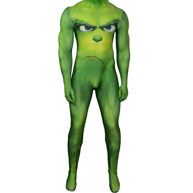 

Зеленый Монстр Рождество Рождественский Косплей Костюм Зентай Комбинезон Боди Adult,2XL