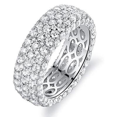Anelli di promessa di lusso con zirconi cubici completamente pavé per le donne, anello color argento di alta qualità, gioielli alla moda per matrimonio