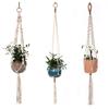 Cestas hechas a mano para colgar plantas, cuerda de elevación anudada, decoración colgante, macetas, soporte de macramé