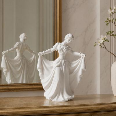 Figurină Dansatoare Imprimată 3D, Statuetă Elegantă Fată Dansatoare cu Rochie Fluidă, Sculptură Artizanală Estetică din PLA pentru Decor Acasă, Ornament Modern Minimalist pentru Birou