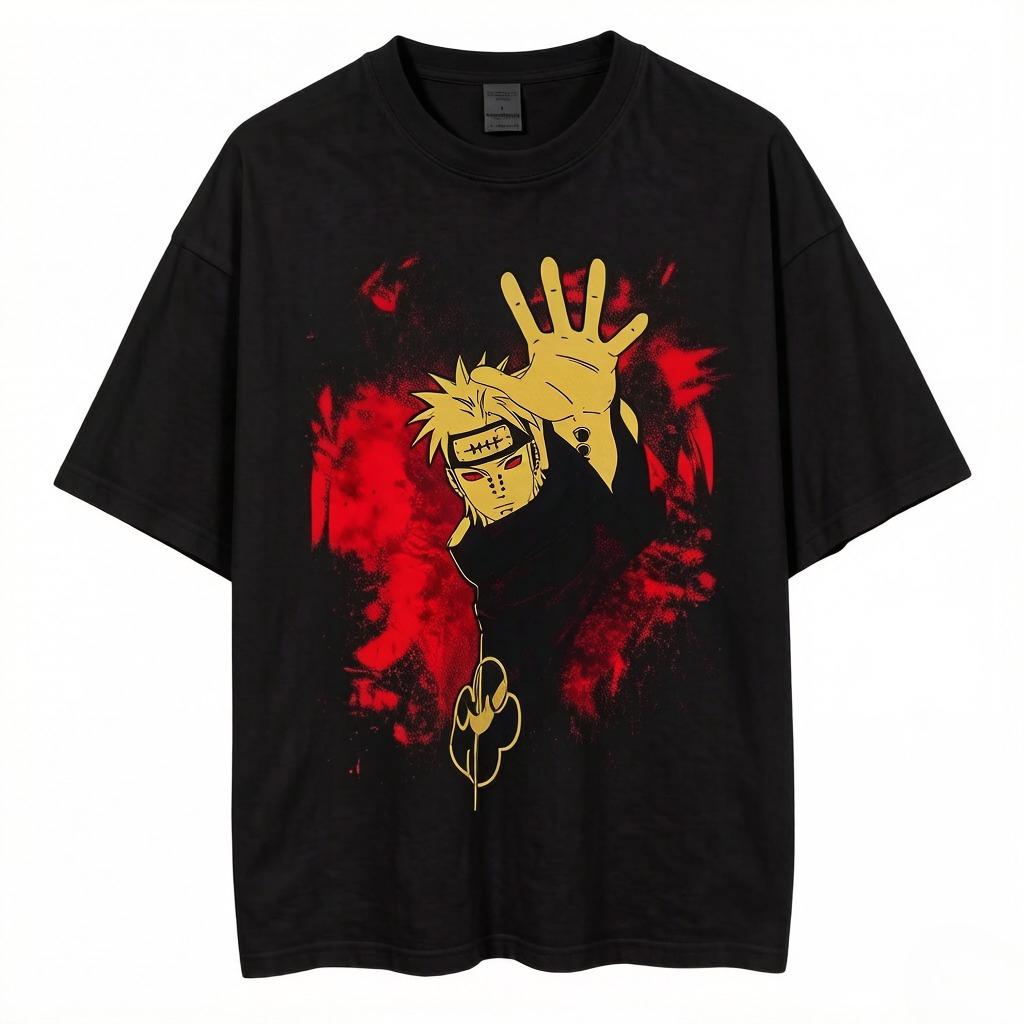 Anime T-Shirt Manga Retro Washed Version Kakashi T-Shirt Pain T-Shirt Lee Tobi Top Men's