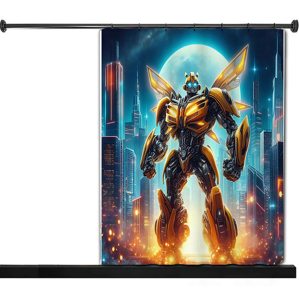 Shower Curtain Waterproof Polyester Fabric Paint Colorful Bath Curtains Transformers Autobot Home Bathroom Decor With Hook