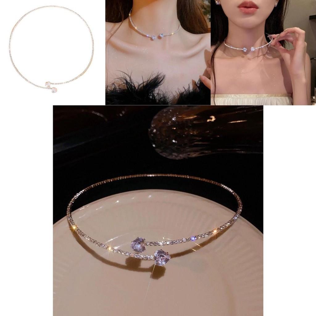 Chic And Stylish Heart Rhinestone Choker Necklace For Trendy Women In 2023