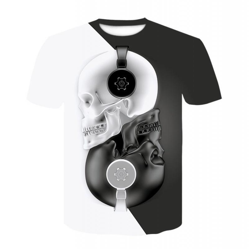 Summer Round Neck 3D Musical Instrument Print Top Fashionable Casual Short Sleeved Men's T-shirts