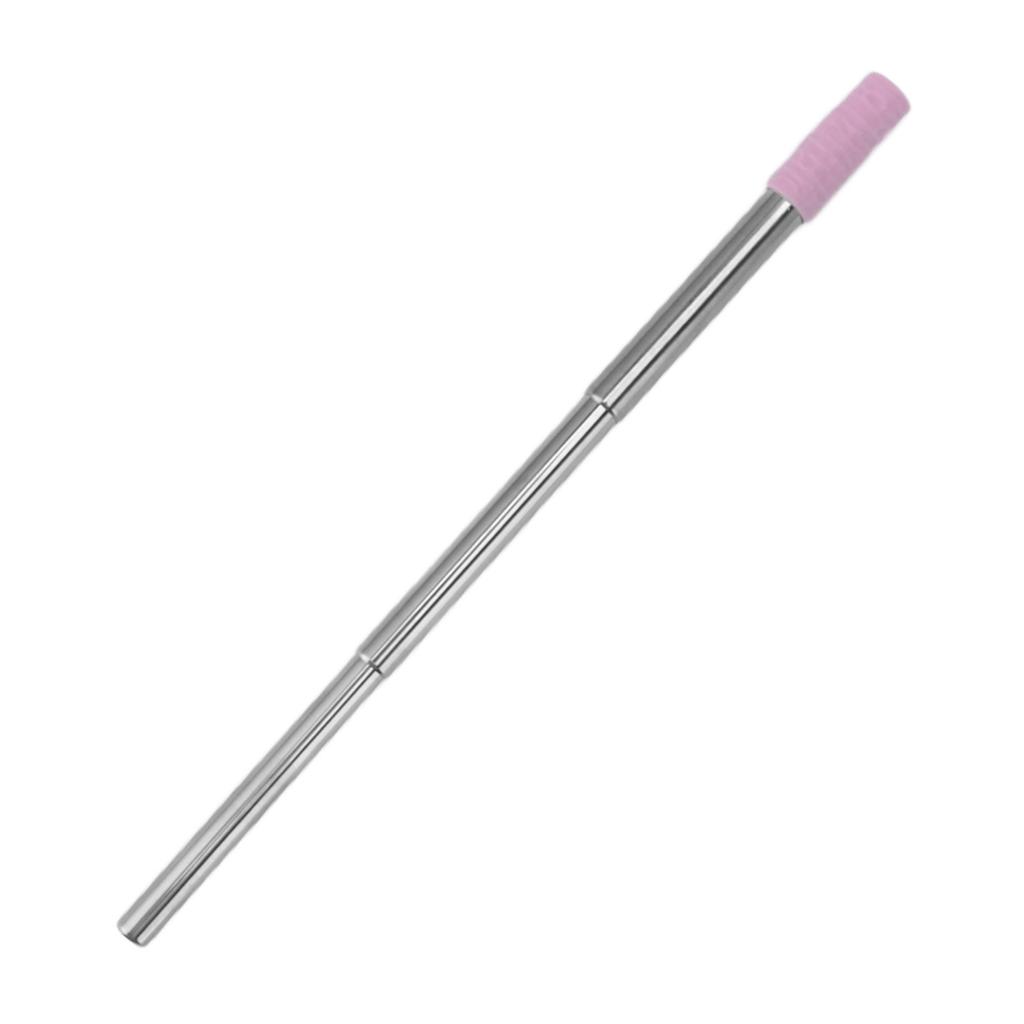 Collapsible Stainless Steel Drinking Straw Reusable Metal Straw with Cleaning Brush for Travel Work Purple