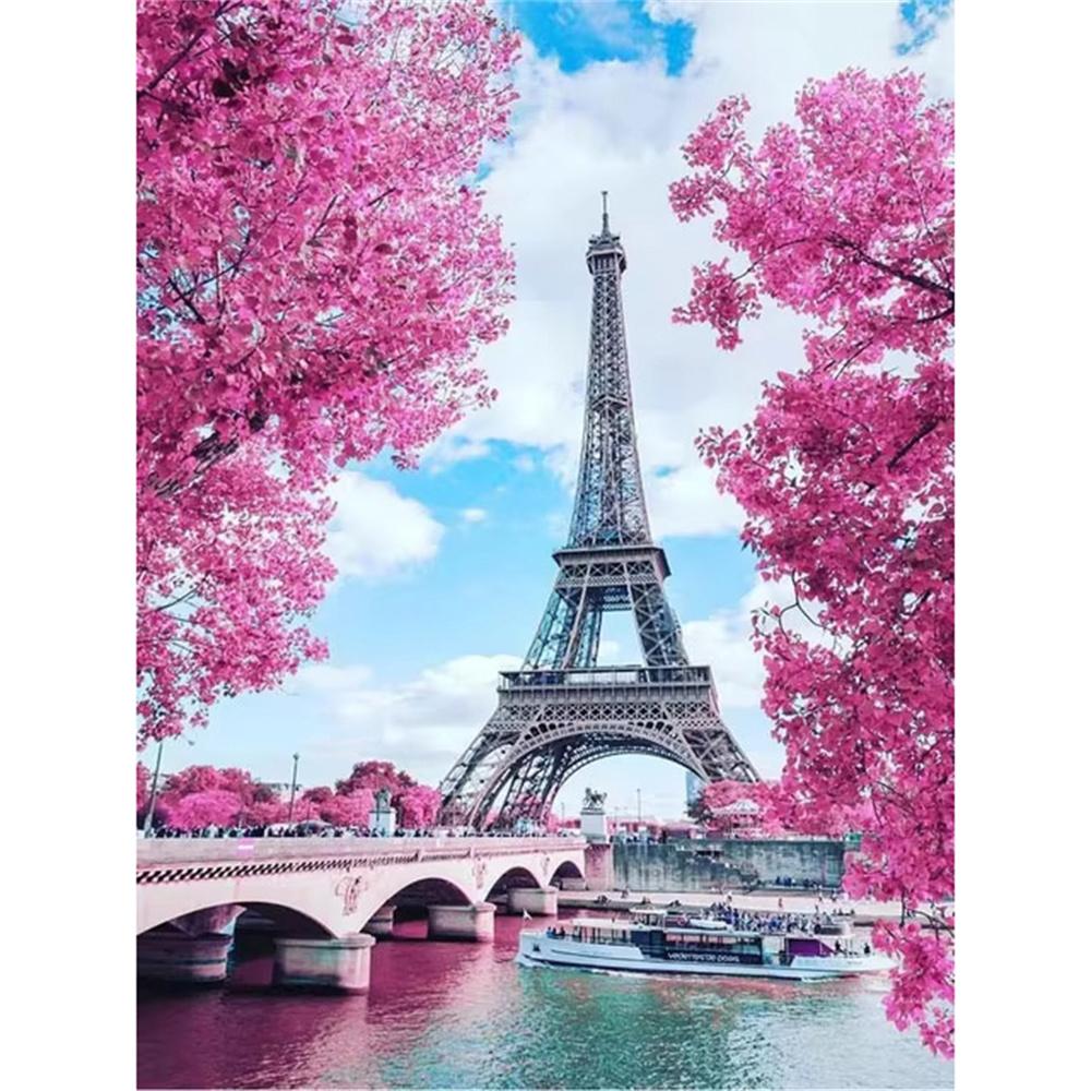 DIY Diamond Painting Iron Tower Cross Stitch Kit Mosaic Art Diamond Painting Full Circle Diamond Home Decoration