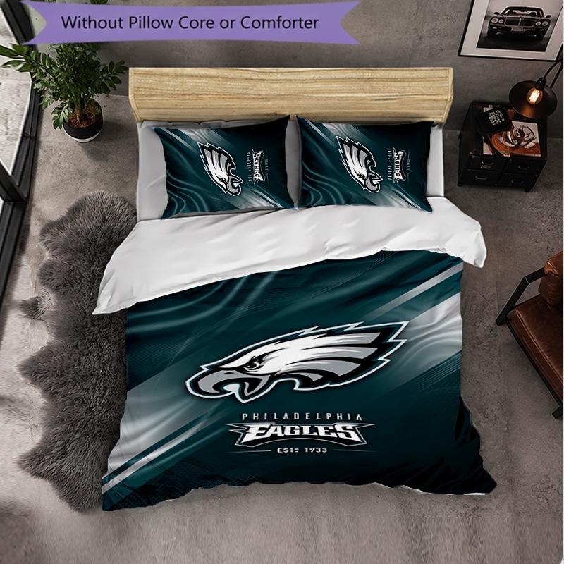 Set Biancheria da Letto in Microfibra con Fantasia Philadelphia Eagles 3 Pezzi Decorativo Copripiumino per Camera da Letto Uso Domestico