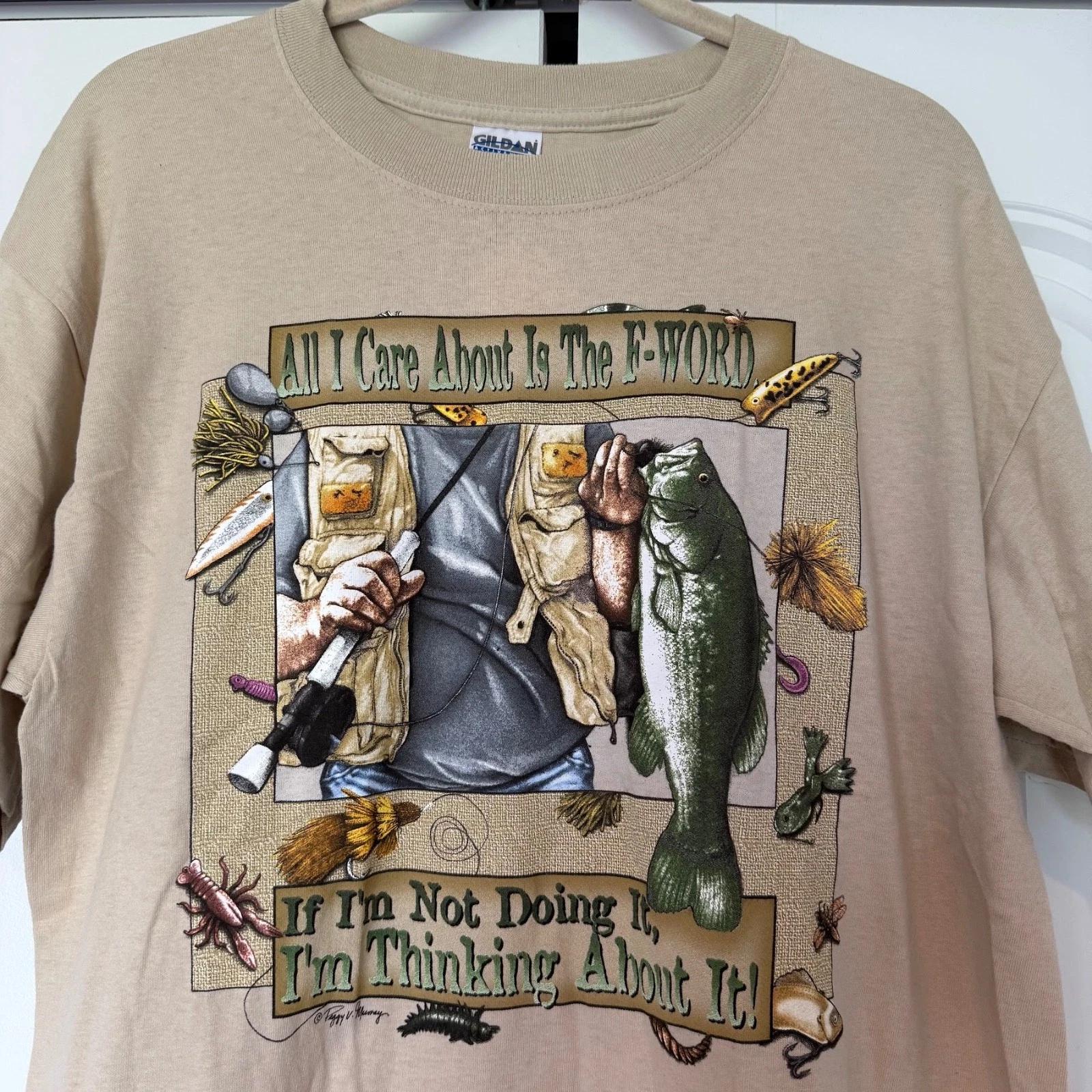 Новая Винтажная Футболка с Графикой Peggy Murray The F-Word Fishing, Смешная, 2000-е Y2K, Размер L XL