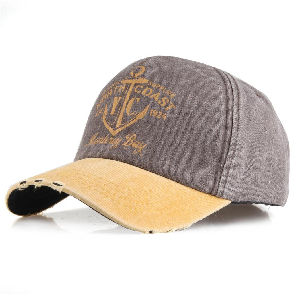 Vintage American Lettering Baseball Cap with Sun Protection In Washed Style