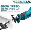 21V Saber Saw with 4PCS Blades Li-ion Battery Metal Pipe Wood Cutting Tool New Cordless Brushless Reciprocating Saw
