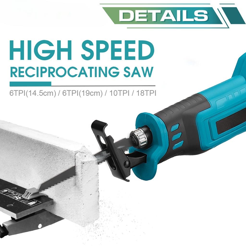 21V Saber Saw with 4PCS Blades Li-ion Battery Metal Pipe Wood Cutting Tool New Cordless Brushless Reciprocating Saw