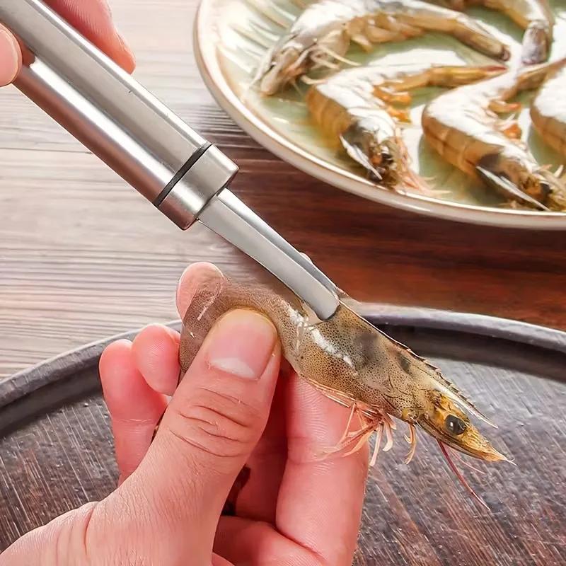 1-20PC Multi Purpose Stainless Steel Shrimp Deveiner Tool for Gutting Fish Chicken Duck Intestine Kitchen Cleaning Gadget Peeler