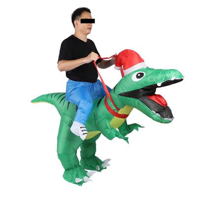 Xmas Riding Dinosaur Costume Xmas Cosplay Costume Funny Xmas Riding Dinosaur Inflatable Costume for