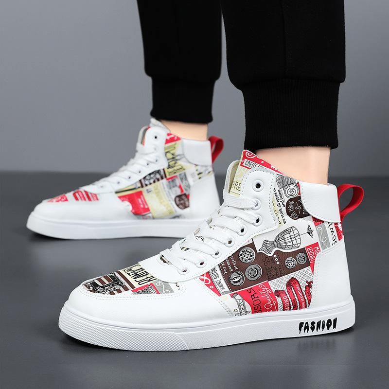 New Trendy and Versatile Outdoor Casual Men's Shoes for Autumn and Winter Retro Sports High Top Lace Up Walking Men's Shoes