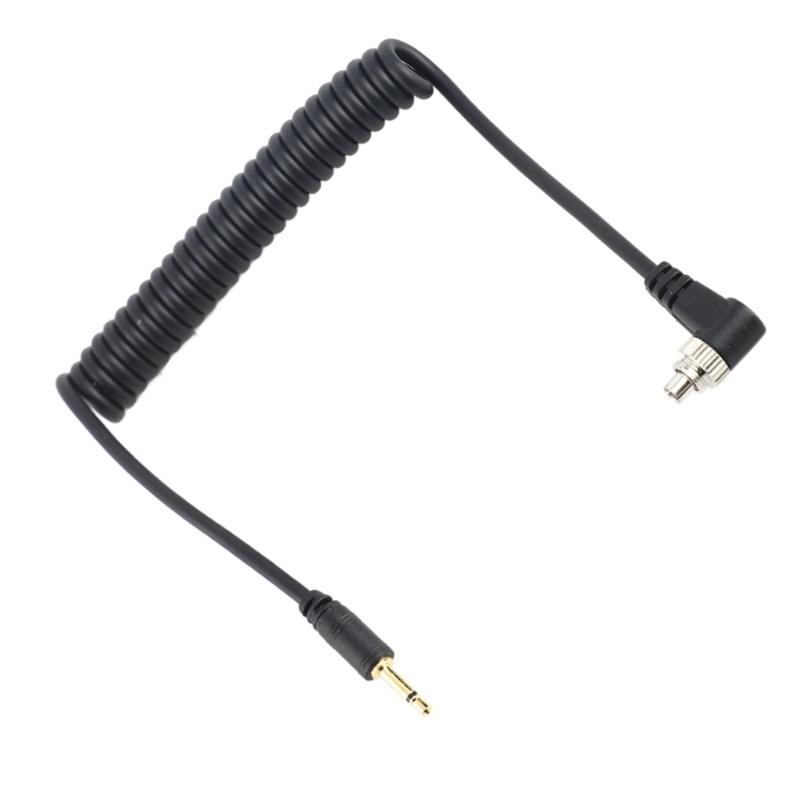 Compactly PC To 2.5mm Flash Syncing Cable with Screw Lock Extended Coiled Wire Design Premium PVC Construction 100cm