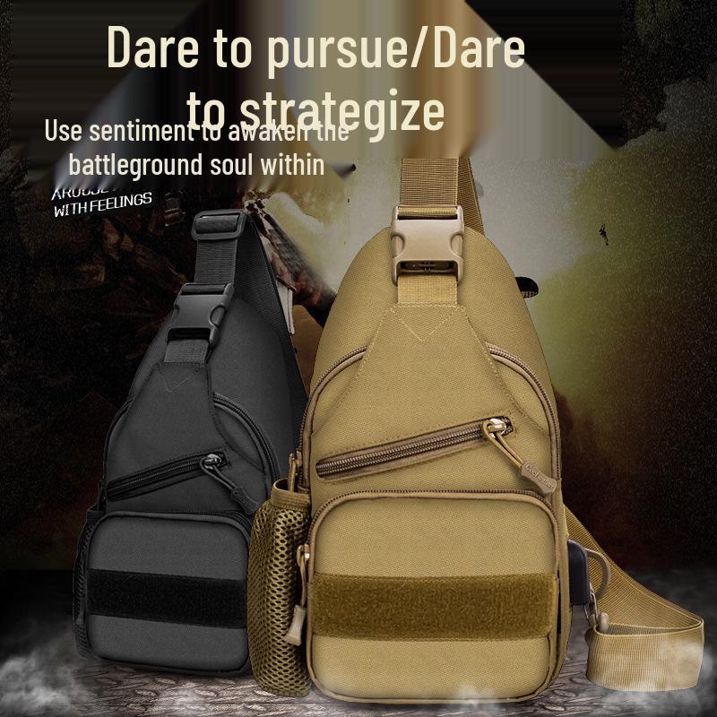 New Tactical Shoulder Bag with USB, Water Bottle Holder, and iPad Slot for Outdoor Use