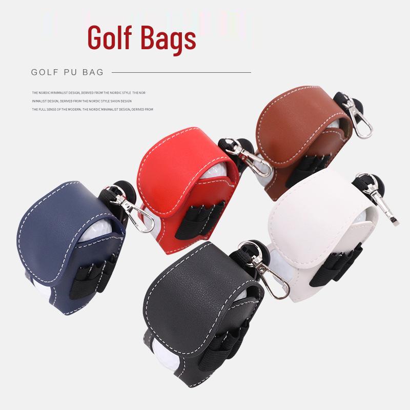 

In-Stock Waist-Mounted Leather Golf Ball Bag - Compact PU Leather Design белый