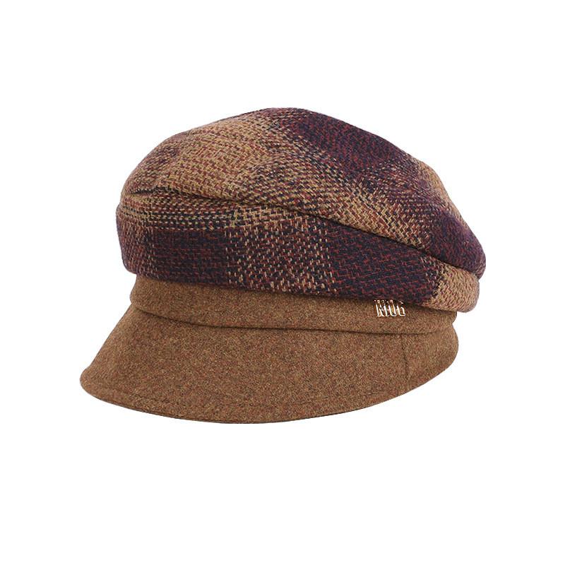 Fashionable Wool Mix Round Top Beret With Short Brim For Spring And Fall