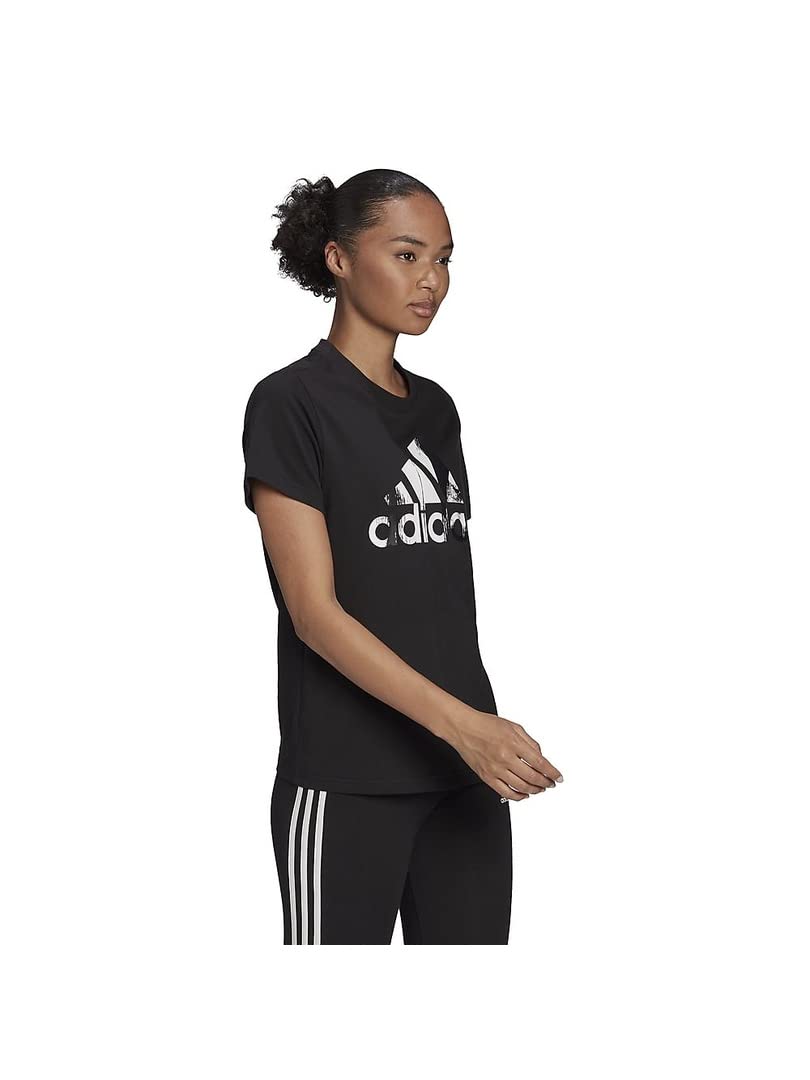 

Adidas Футболка с коротким рукавом Essentials с принтом логотипа, хлопковая, с коротким рукавом QU658, женская, черно-белая (HD9328) Дж/Л