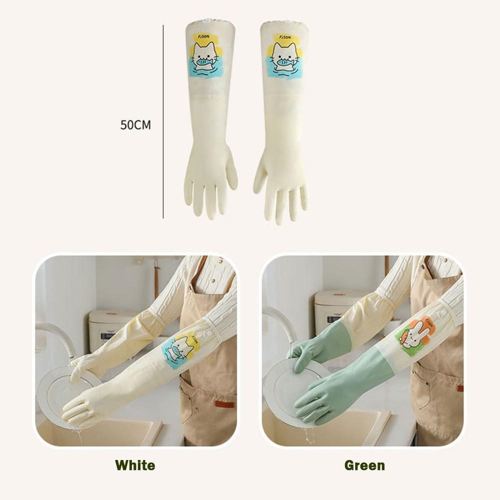 New Durable Dishwashing Gloves Extra Long Fleece-lined Household Chores Gloves Warm Thickened Cleaning Gloves Kitchen Use