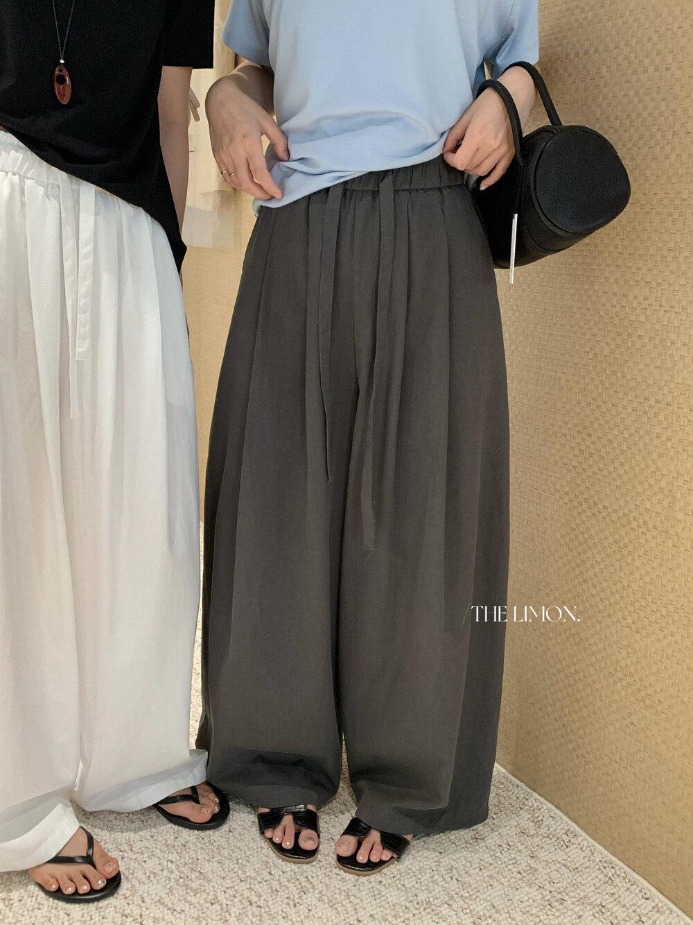 Lemon Green Tea Elastic Waist Wide-Leg Women’s High-Waisted Spring 2026 Casual Pants Large темно-серого