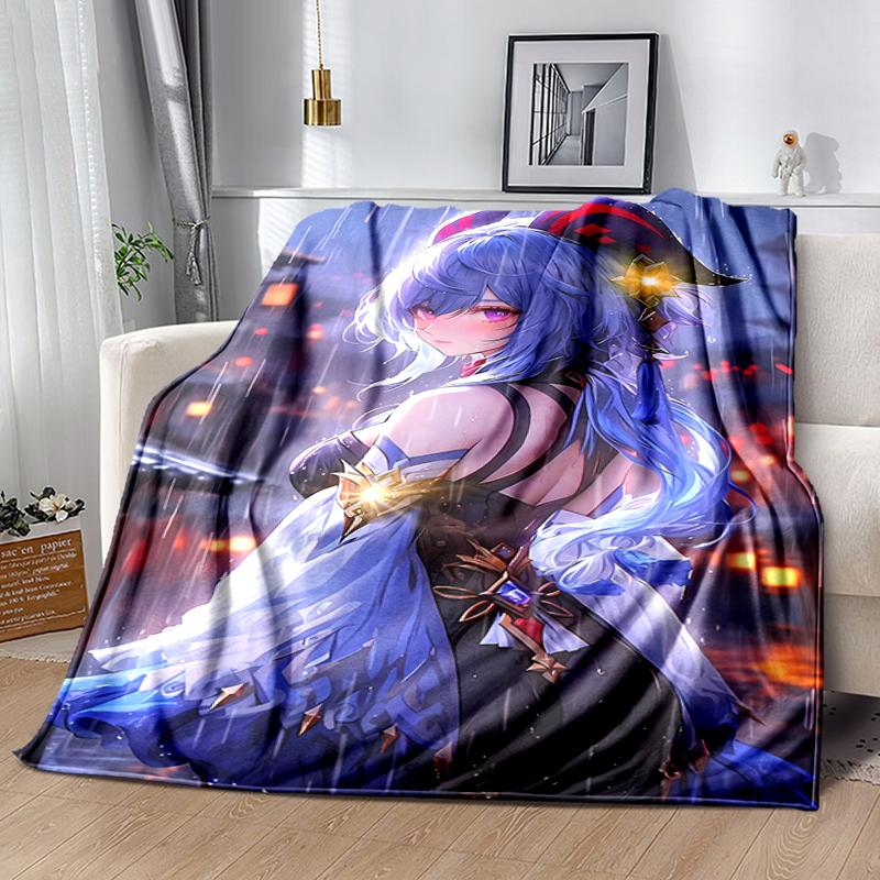 1pc Blanket Genshin Impact characters5 Print Design, Lightweight Blanket for Sofa, Bed- Soft &Warm, Gift for All Seasons like Christmas, Halloween