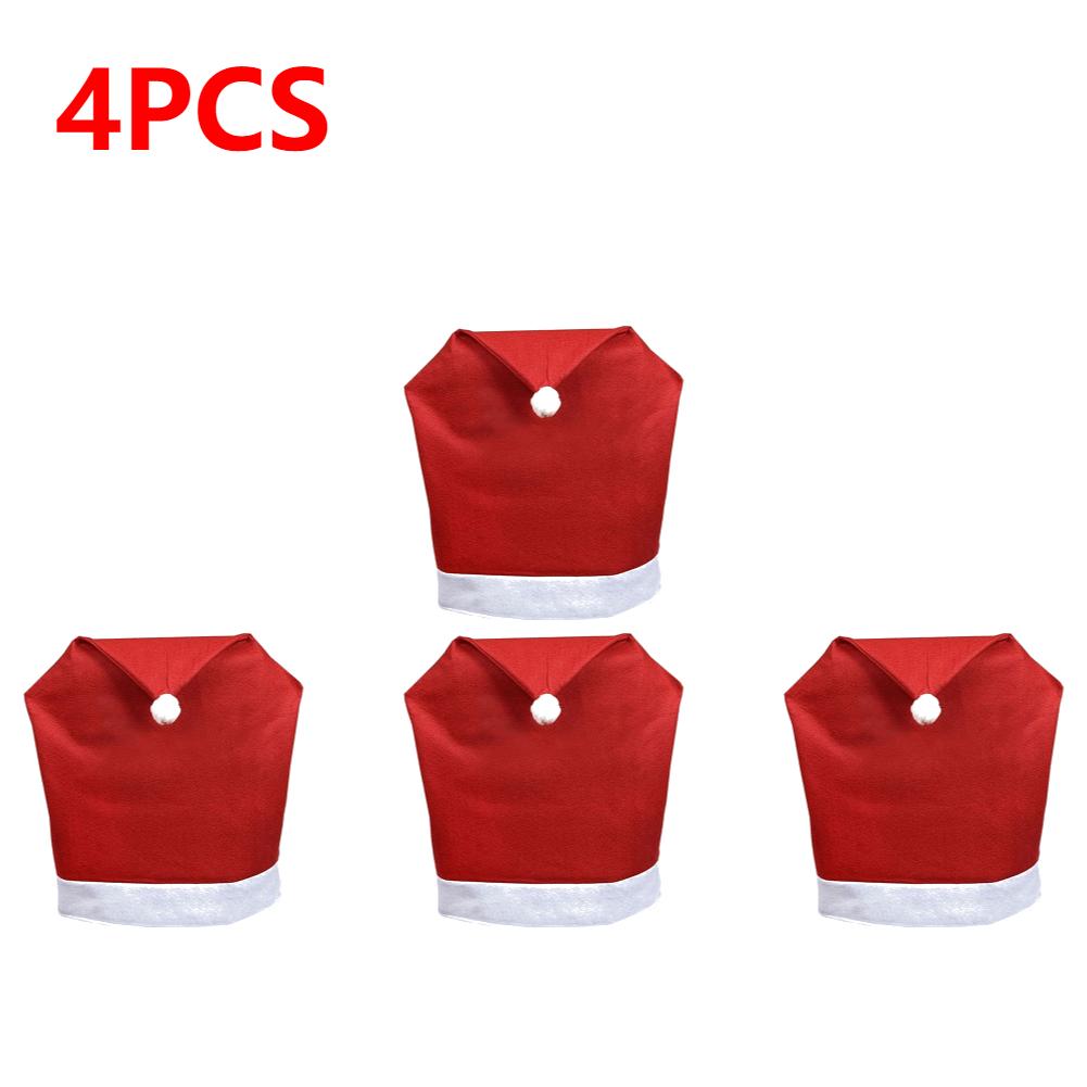 15-1PC Christmas Decorations Xmas Santa Claus Red Hat Chair Back Cover Non-woven Christmas Chair Cover Holiday Party Supplies