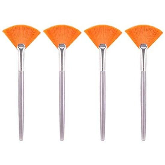 Healeved Fanmake Facial Mouth Cover Makeup Tool Fan Brush Synthetic Hair Smooth Handle Peel Serum Skin Care Application Travel Use Women Girls Set 4