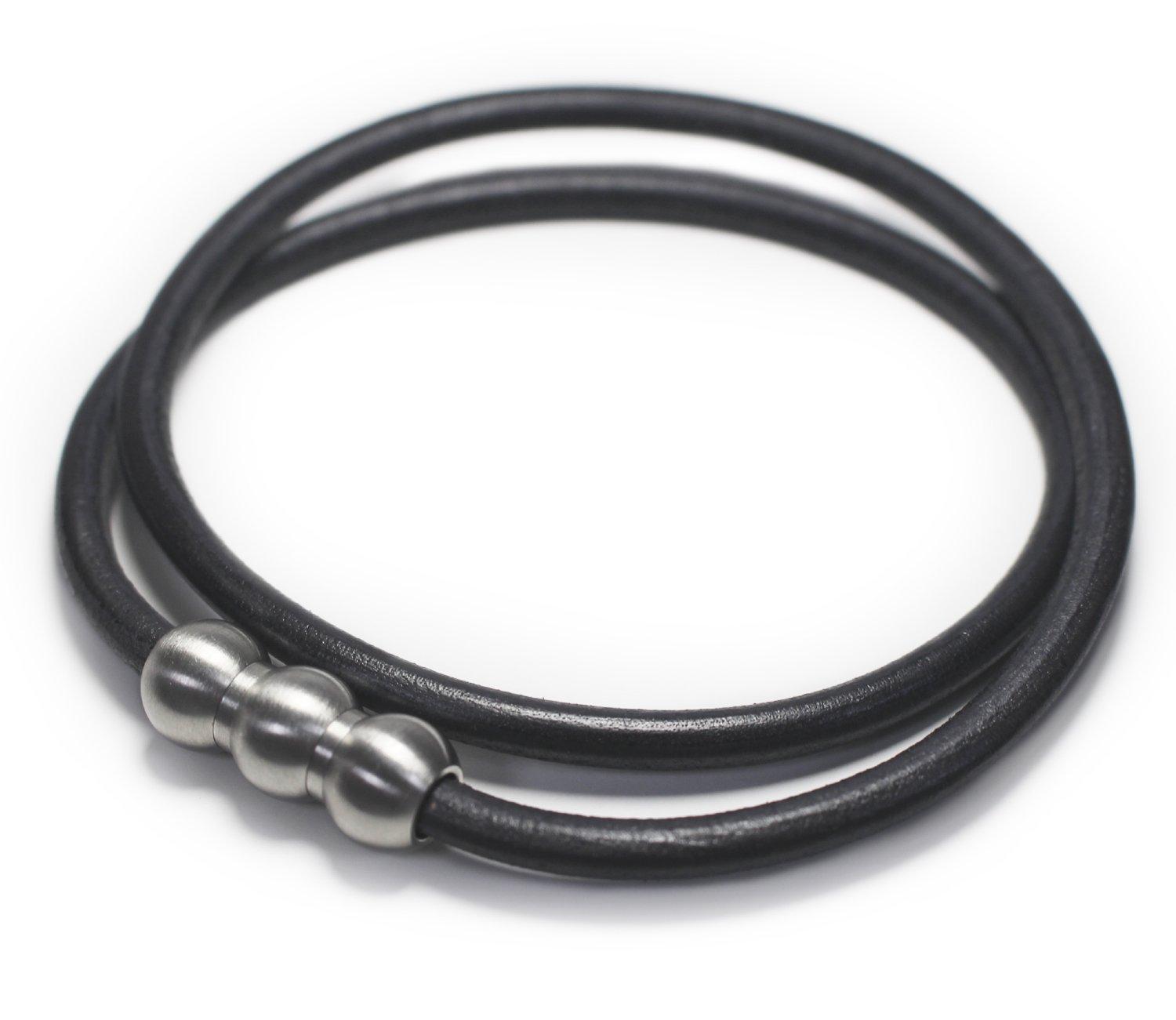 

erg CRAFT Sports Necklace Genuine Tochigi and Ideal for Table Smartphone Neck Relieves Neck Shoulder and Ultra Vibration (Black) M49cm, Leather, Men s