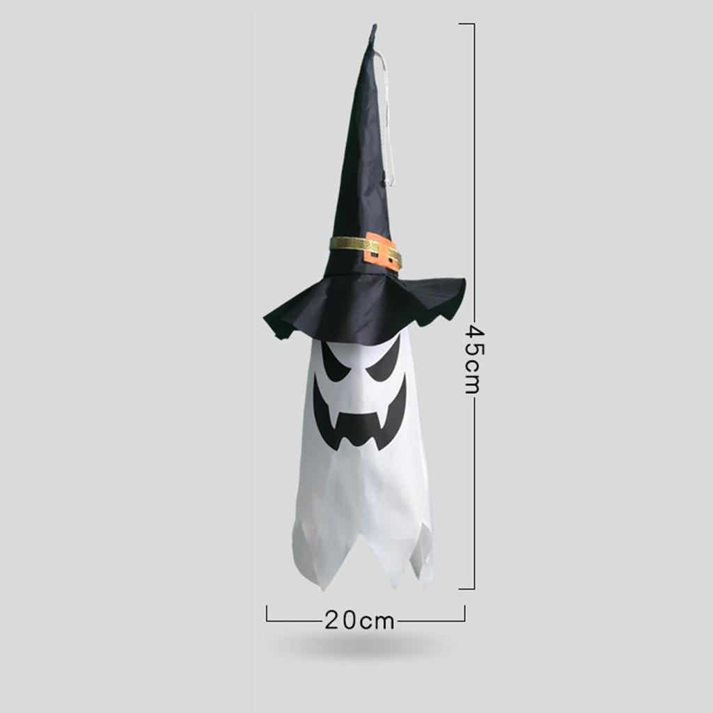 1PC Halloween Witch Hat Hanging Light Ghost Wizard Hat Shaped LED Ghost Lamp BatteryPowered