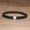 Black Onyx Shell Heart Beaded Bracelet – Minimalist Love Jewelry, Protection Affection Gift for Women