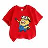 Kids Boys Girls 100% Cotton O-neck Short Sleeve T-Shirt, Cute Cartoon Yellow Minion Character Print Casual Soft Breathable Summer Daily Tee Tops for C