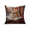 Home Decor Cats By Window With Books And Autumn Leaves Pattern Cushion Cover Suitable For Sofa Bedroom Car Pillow Cover