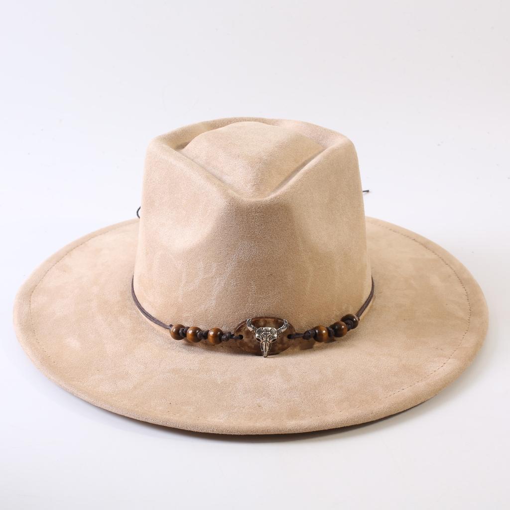 Popular European and American Style Suede Big-brimmed Top Hat, Men's and Women's Classic Fashion Western Cowboy Hat