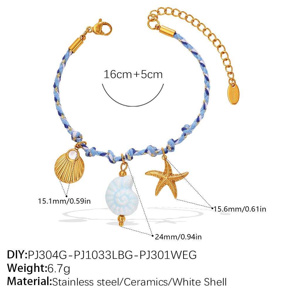 Blue rope woven ocean pendant niche starfish dolphin turtle multi-pendant necklace bracelet set