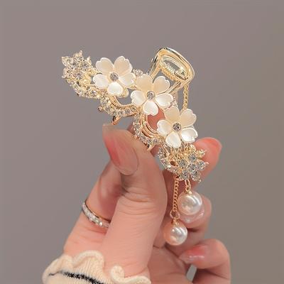 Elegante Glitzer-Haarklammern für Damen, Leichter Luxus, Strassstein-Blumen-Schmetterlings-Haarspange, Halber Reißverschluss-Haarclip, Schmuck, Haarschmuck