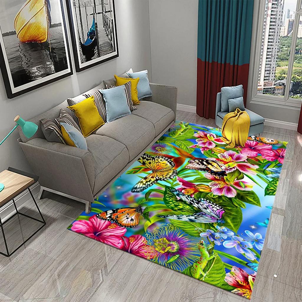 3D Floral Flower Pastoral Carpet Home Decor Entrance Door Mat Living Room Bedroom Entrance Decor Carpet Bathroom Non-slip Mats