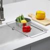 Stainless Steel Telescopic Sink Organizer - Multi-Purpose Drainage Rack for Dishes, Fruits, Vegetables and Dishcloths