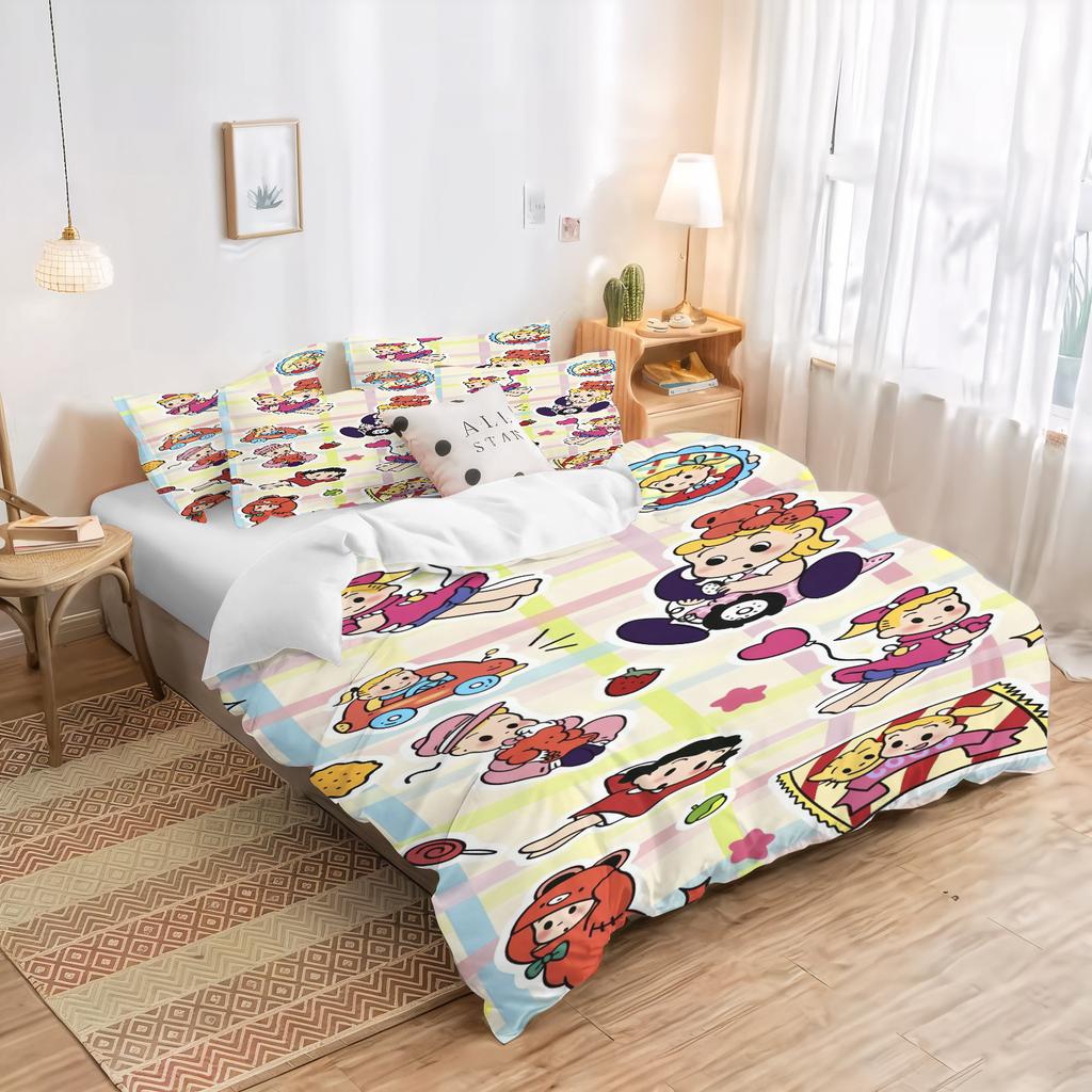 Cartoon Couple Gift Duvet Cover Colorful Childlike Innocence Bedroom 100% Polyester Adult Gift 2/3Pcs Bedding Set