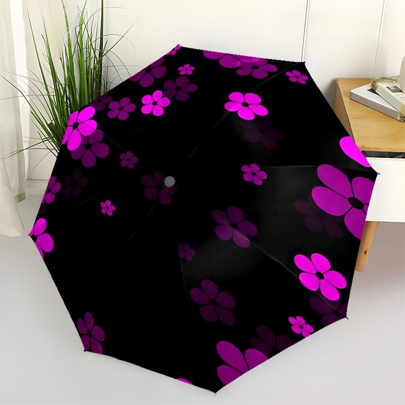 1pc Floral Pattern Circle Umbrella Portable Home Essential Umbrella Folding Umbrella Durable Iron Frame yy251128024