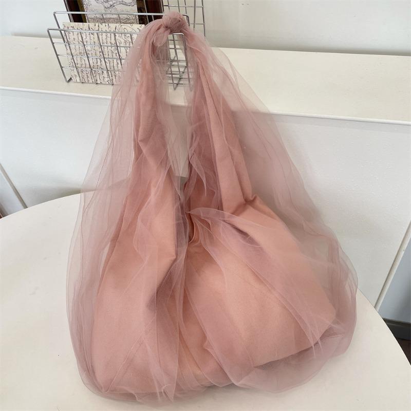 

52 весна и лето новый дизайн сетчатая сумка-тоут женская модная универсальная повседневная подмышечная сумка через плечо розовый