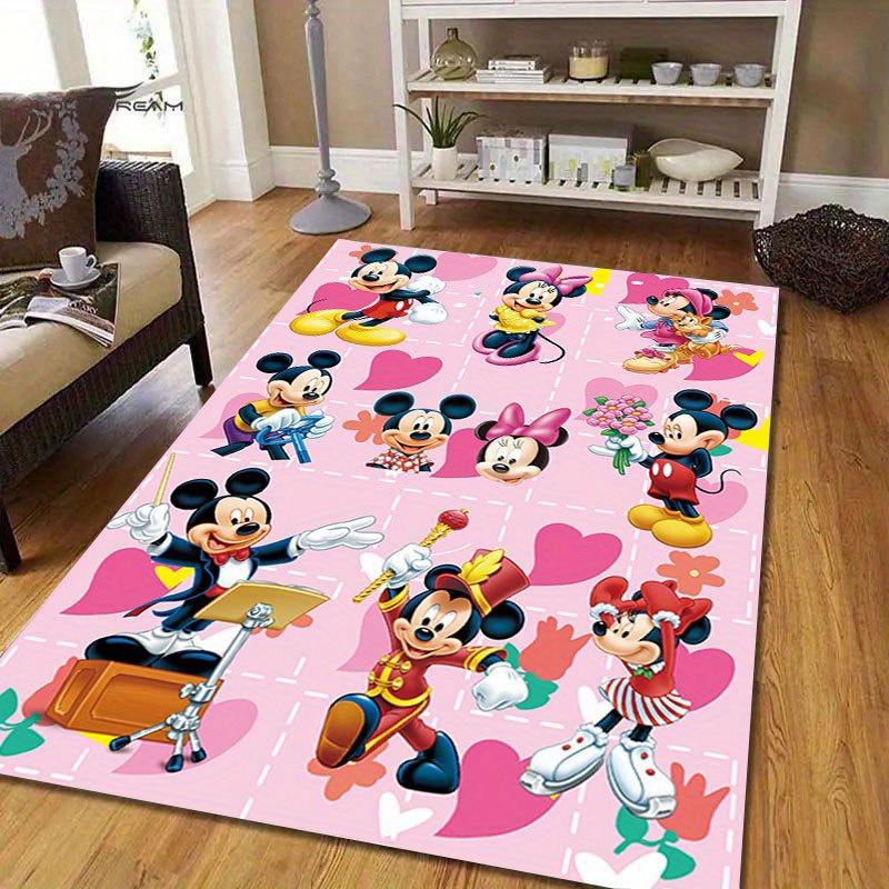 1 pièce Tapis de sol Mickey et Minnie, Tapis de sol antidérapant, Design personnage de dessin animé, Velours doux, Décor de chambre, Tapis d'intérieur lavable