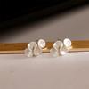 LATS Silver Needle Geometric Pleated Flowers Small Stud Earrings for Women Fashion Jewelry Accessories