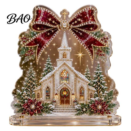 Festive Desktop Signs for Holidays Christmas Faux Diamond Painting Tabletop Ornaments, Beginner-Friendly DIY Acrylic Rhinestone Art Ornaments