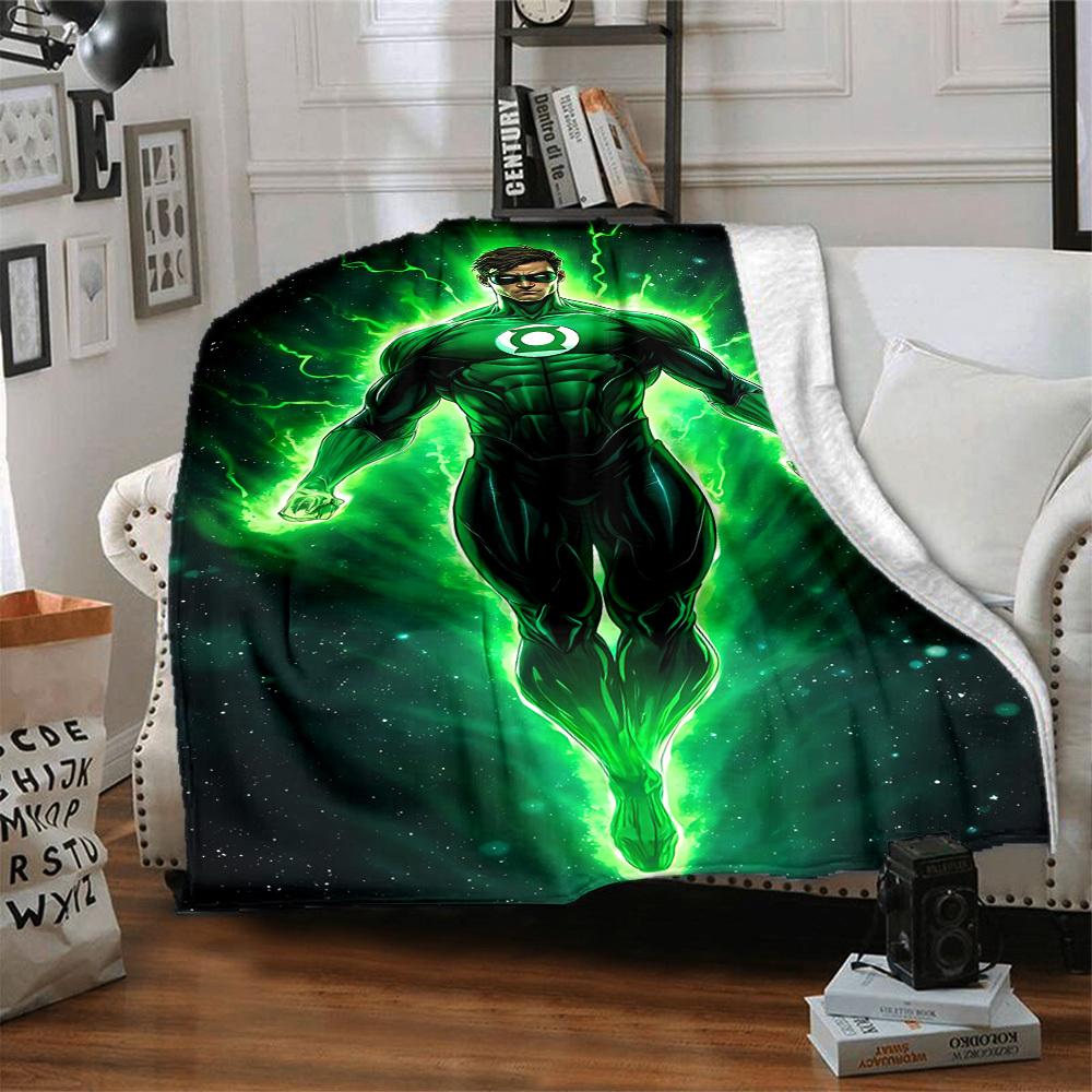 1pc Green Lantern Flannel Throw Blanket Soft, Warm & Cozy for Couch, Bed, Office, and Travel Versatile All Season Gift, Christmas Present